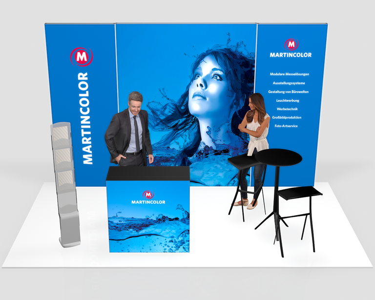 3D-Messestandplanung - Kopfstand mit Grafik 3D-Messestandplanung - Kopfstand mit Grafik